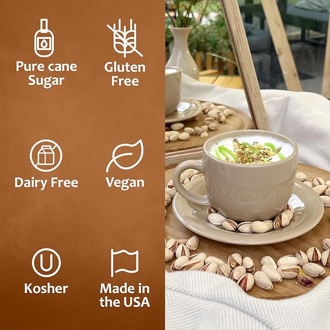 Syruvia Coffee Syrup, Pistachio Flavored Syrup for Drinks, and Desserts – 25.4 fl oz, With Pump