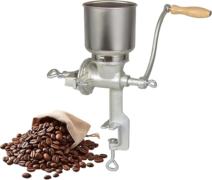 High Hopper Cast Iron Manual Grain Mill-Heavy Duty Grain Grinder, Coffee Grinder-Dry&Wet Grinding for Wheat,Grain