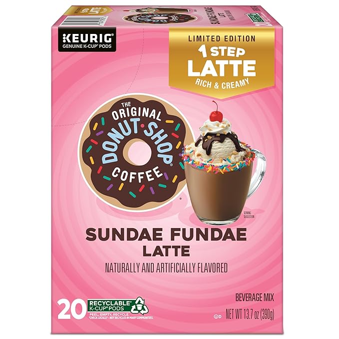 The Original Donut Shop Sundae Fundae One Step Latte, Keurig Single Serve K-Cup Pods, 20 Count (Pack of 2)