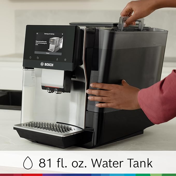 Bosch 800 Series Fully Automatic Espresso and Coffee Machine – 36 Drinks with Coffee World, Cold Brew, Double Cup, Integrated Milk Container, Smart Features, in Stainless Steel TQU60703