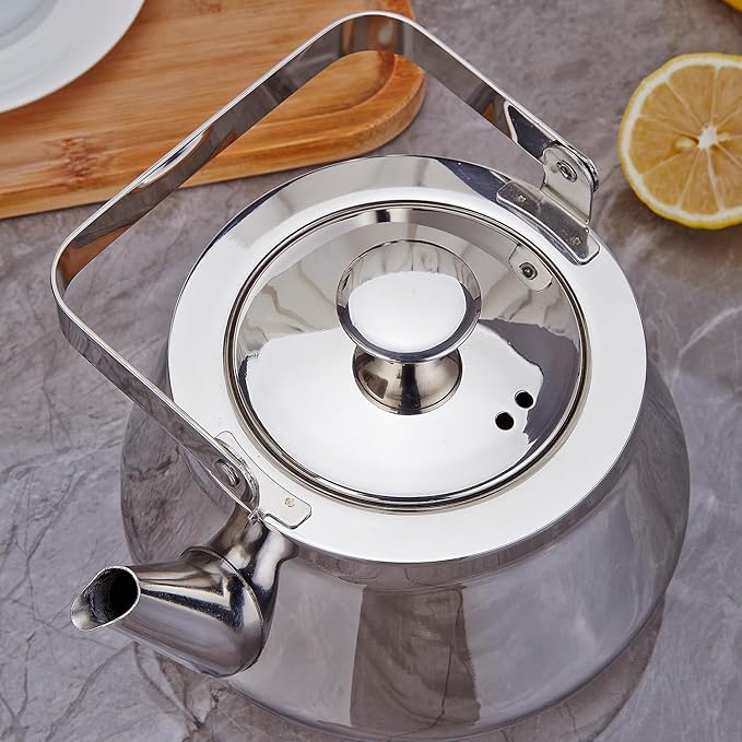 SANQIAHOME 1.6 Quart stainless steel teapot with Infuser A modern, minimalist style