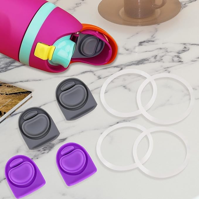 4 Sets Replacement Rubber Stopper and O Ring Gasket Compatible with Owala FreeSip 24oz 32oz,Water Bottle Lid Insert Cap Seal Parts for Owala 16/19/24/32/40oz Mouthpiece Accessories Z4K7