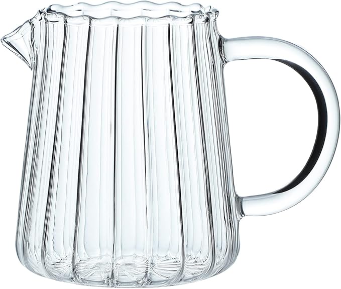 CHOOLD Elegant Wave Shaped Crystal Glass Creamer Coffee Pitcher/Serving Jug for Kitchen - Milk and Sauce - 8.5 oz
