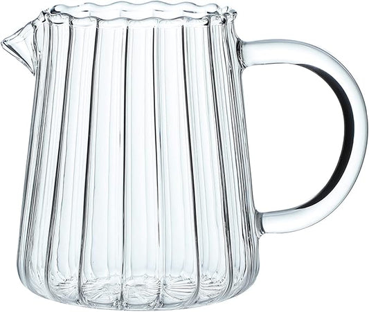 CHOOLD Elegant Wave Shaped Crystal Glass Creamer Coffee Pitcher/Serving Jug for Kitchen - Milk and Sauce - 8.5 oz