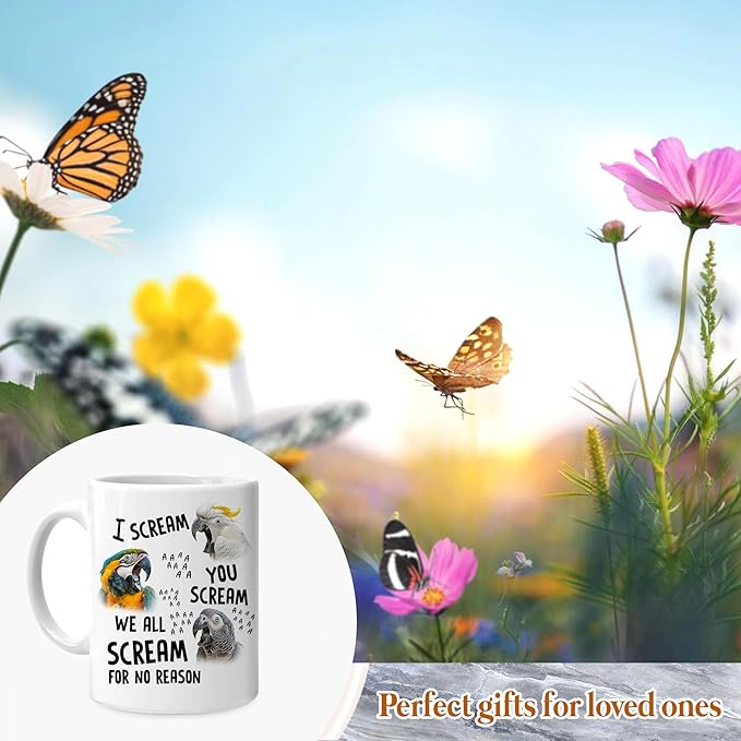 Hyturtle Sarcastic Funny Gifts For Parrot Lovers Mom Dad Bird Lovers - Birthday Christmas - I Scream You Scream We All Scream For No Reason 11oz Ceramic Coffee Tea Mug