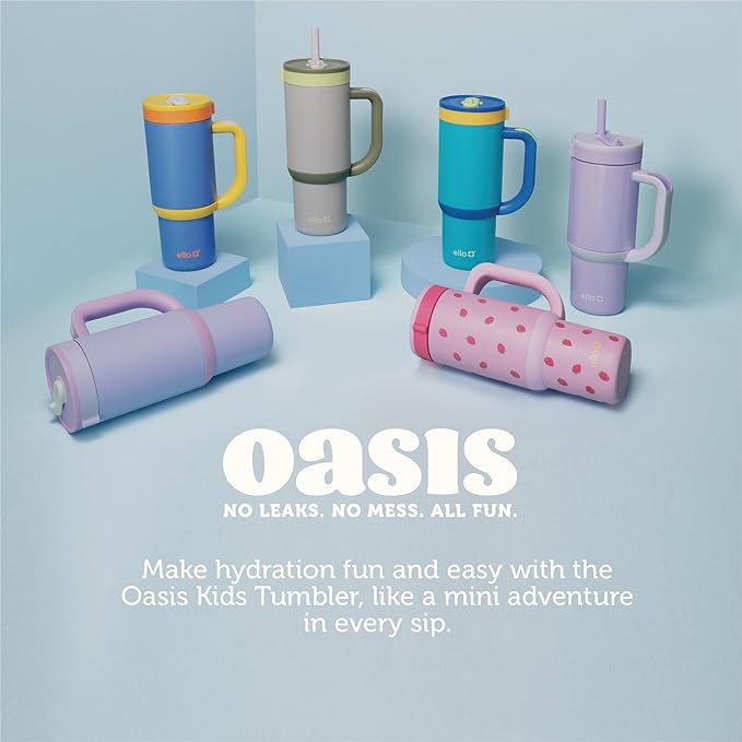 Ello Oasis 14oz Stainless Steel Tumbler - Preppy Cherries