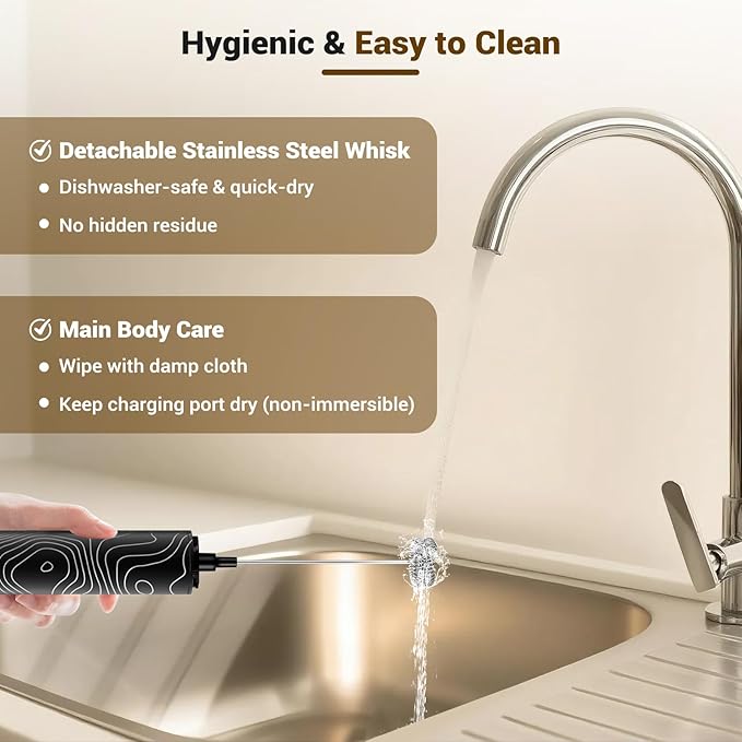 Milk Frother Handheld Rechargeable - 2-Speed Electric Whisk with 5 Detachable Heads (Frother/Mixer/Whisk) for Coffee, Latte, Cappuccino & Matcha, Drink Mixer (Flower 18)