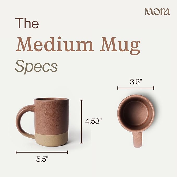 MORA Medium Mugs Set of 4, 16oz Ceramic Pottery Latte Mugs/Coffee Cups - Microwave and Dishwasher Safe - Harvest
