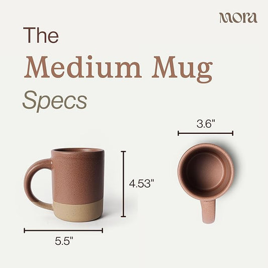 MORA Medium Mugs Set of 4, 16oz Ceramic Pottery Latte Mugs/Coffee Cups - Microwave and Dishwasher Safe - Harvest