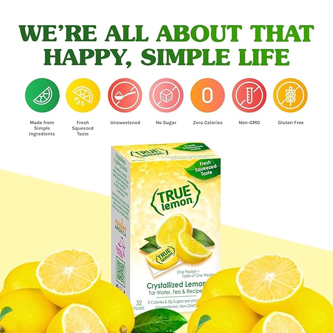 True Citrus TRUE LEMON Water Enhancer, Bulk Dispenser, 500 Count (Pack of 1), 0 Calorie Drink Mix Packets For Water, Sugar Free Lemon Flavoring Powder Packets