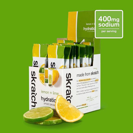 Skratch Labs Hydration Sports Drink Mix Packets – Real‑Fruit Electrolyte Powder for Fast Hydration & Endurance | Lemon Lime | 20 Pack | Vegan, Non‑GMO, Clean Ingredients