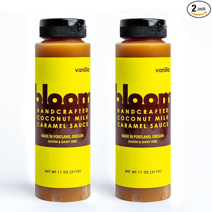 Bloom Caramel Vanilla Coconut Caramel Sauce – Vegan, Dairy-Free Dessert Topping, Small Batch Artisanal Quality, Made with Premium Ingredients, Perfect for Coffee, Ice Cream, and Baking – 22oz