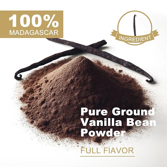TALCUFON Madagascar Ground Vanilla Bean Powder 2.5 oz – 100% Pure, Gluten-Free, Non-GMO, No Fillers