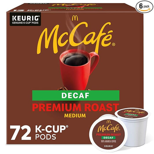 McCafe Premium Roast Decaf Coffee, Single Serve Keurig K-Cup Pods, Decaffeinated, 72 Count