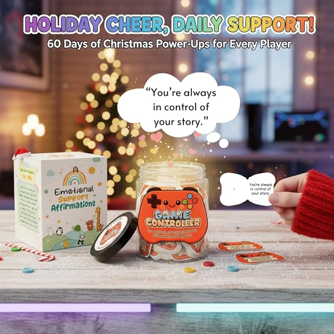 Positive Game Controller Jar With 60 Affirmation Cards – Gamer Gifts For Teen Boys, Emotional Support Game Controller, Husband - Dad Birthday Gift, Game Controller Gift For Son