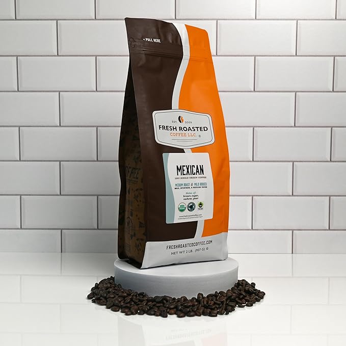 Fresh Roasted Coffee, USDA Organic Peru | 3rd Party Tested for Pesticides, Mold, Mycotoxins, Kosher | 100% Arabica, Specialty Grade, Med Roast 2 lb (32 oz) Whole Bean