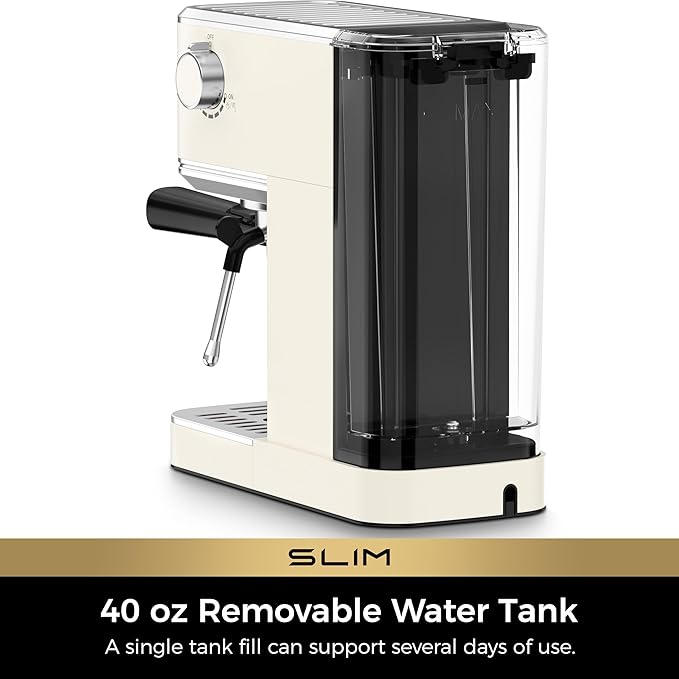 CHULUX Slim Espresso Machine with Milk Frother, 20 Bar Professional Italian Pump Espresso Coffee Machine for Home Cappuccino & Latte Maker, Stainless Steel, Creamy