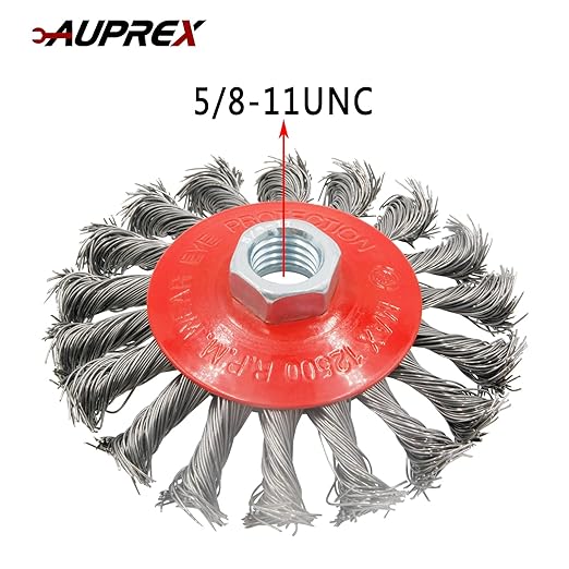 2 Pack 4 Inch Twist Knotted Wire Wheel Brush for Angle Grinder with 5/8 Inch-11 Threaded Arbor - 0.02 Inch Carbon Steel Wire for Heavy-Duty Conditioning of Various Metals