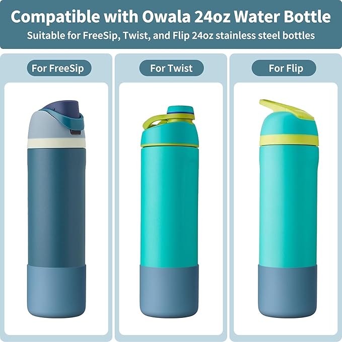 Boot for Owala 24 oz, Anti-Slip Protective Sleeve for Owala Twist & FreeSip & Flip Stainless Steel Water Bottle, Silicone Boot Bottom Base for Owala (Denim Blue)