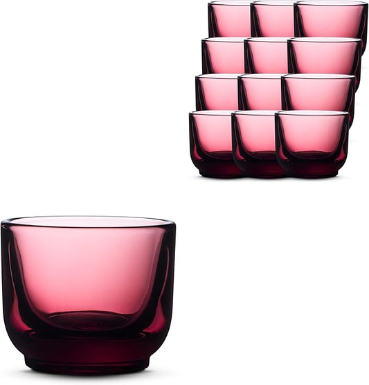 Fellow Pirch Espresso Glasses 3.5 oz Artisanal Cups, Set of 12, Dishwasher Safe Coffee Glasses for Espresso Shots & Latte Art – Garnet