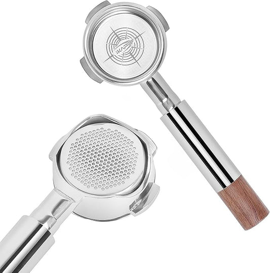 IKAPE 54mm Bottomless Naked Portafilter Silver, for Breville BES870/880 & Solis Barista Machines(18g Basket Included)