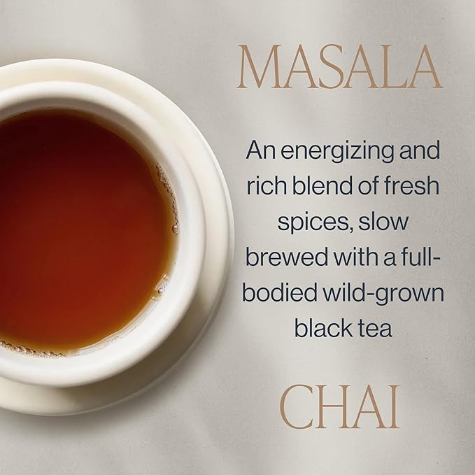Rishi Tea Masala Chai Black Sachet Tea Bag Blend - Organic, Assam with Whole Spices, Energizing & Caffeinated - 15 Count (Pack of 1)