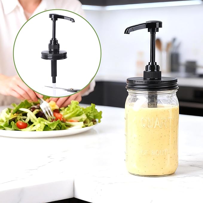 Mason Jar Syrup Dispenser Wide Mouth Maple Sauce Pump Dispenser Airtight And Leakproof Syrup Pump Glass Bottle For Coffee Bar 32 Oz Sauce Container For Ketchup Salad Honey Soy Bbq Olive Oil