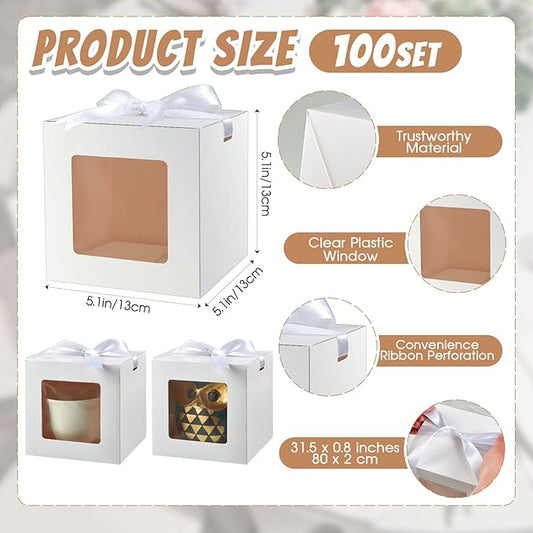 Yeaqee 100 Pcs Sublimation Mug Boxes for Gift Coffee Mug Boxes Bulk Transparent Gift for 11oz 12oz 15oz Blanks Cups Baby Shower Wedding Party Favor