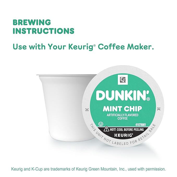 Dunkin’ Mint Chip Artificially Flavored Coffee, Keurig K-Cup Pods, 10 Count Box