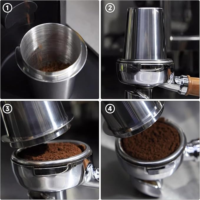 Coffee Dosing Cup 51mm, Stainless Steel Espresso Dosing Cup Coffee Machine Powder Feeder, Mug Coffee Powder Dosing Cup for Espresso Machine with 51mm Portafilter