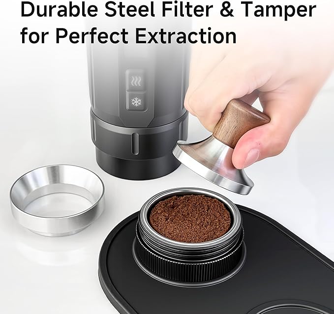 HIBREW H4C Ultra - Portable Electric Espresso Maker, 51mm Bottomless Professional Coffee Maker, USB-C Rechargeable for Ground Coffee, Compact for Home and Travel, with Foldable Holder & Carrying Case
