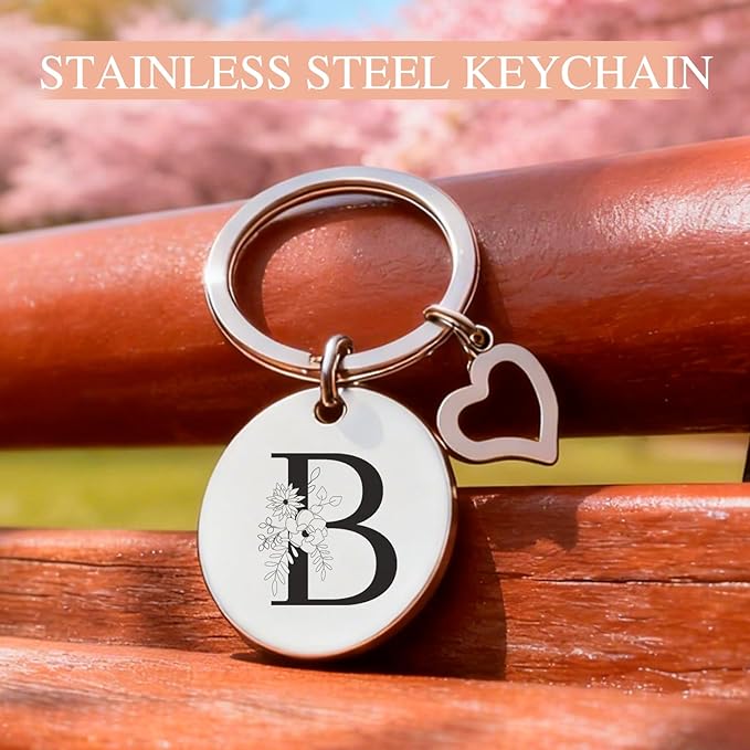 Monogrammed Christmas Gifts for Women, 11 oz Initial Ceramic Coffee Tea Mug with Necklace, Unique Birthday Gift for Her Wife Teacher Friend Mom, B