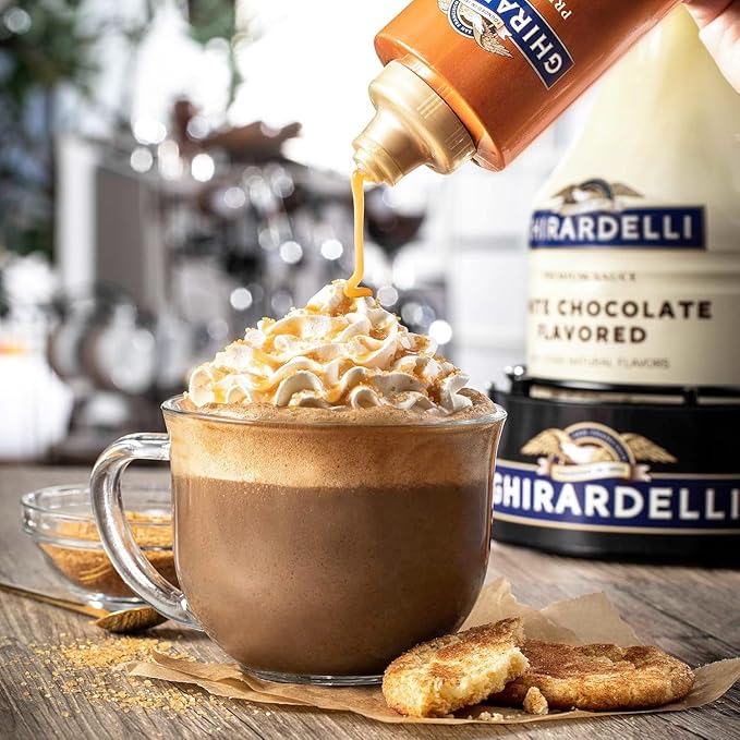Ghirardelli Flavored Sauce Variety Pack | 16 oz Bottles (Pack of 2) | Caramel and Sea Salt Caramel Dessert Toppings for Coffee Drinks, Ice Cream, and Baking Recipes