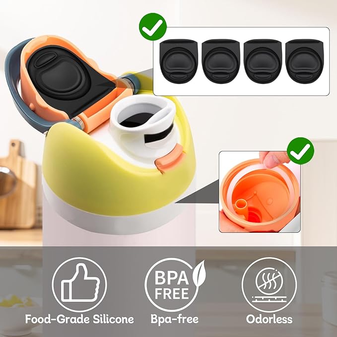 4 Sets Replacement Rubber Stopper and O Ring Gasket Compatible with Owala FreeSip 24oz 32oz,Water Bottle Lid Insert Cap Seal Parts for Owala 16/19/24/32/40oz Mouthpiece Accessories Z4K6