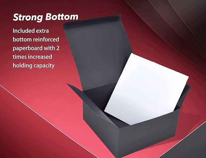 HUAPRINT Black Gift Boxes with Lids 8x8x4 inch,24 Pcs Paper Gift Wrap Box Bulk for Presents,Birthday,Bridesmaid Proposal,Groomsmen Engagements,Christmas,Wedding Party Favor,Cupcake,Crafting,Holidays