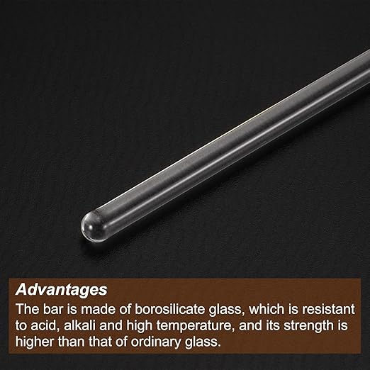 MECCANIXITY 3.3 Borosilicate Glass Stick 7.87" Length 5mm Dia Stir Rod Mixing Tools with Both Ends Round for Lab Kitchen Science 3Pcs