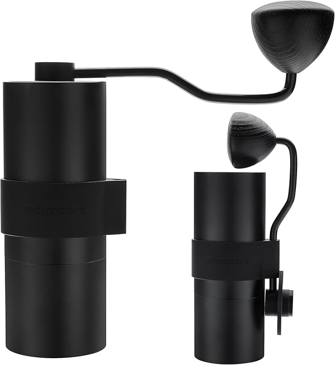 Normcore Manual Coffee Grinder V2, 48.6mm Titanium Ghost Burr for Uniform Grinding, Round Particle Shape and Bright Flavor, Portable Coffee Mill with Eva Case, Cleaning Kit