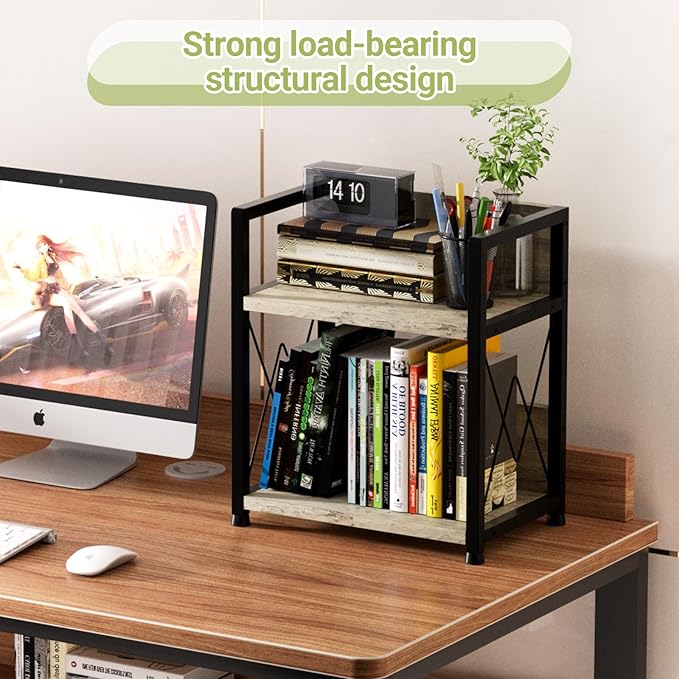 Aduanbang Coffee Bar Accessories Organizer, 2 Tier Wooden Kitchen Counter Shelf, Coffee Organizer Station for Countertop, Condiment Rack for Mugs, Cups, Cream, Syrup