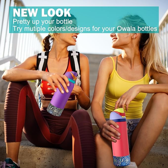 WK IEASON 2Pcs Silicone Boot for Owala Water Bottle, Protective Flask Bottom Cover Base for Owala FreeSip Twist and Flip Flask Water Bottle Accessories-3.56inch Bottom Diameter