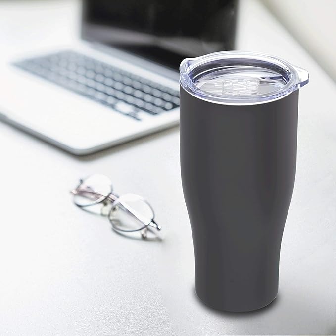 DISCOUNT PROMOS Stainless Steel Grip Travel Mugs 27 oz. Set of 10, Bulk Pack - Perfect for Coffee, Soda, Other Hot & Cold Beverages - Smoke