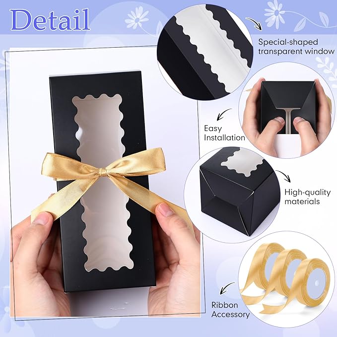 Windyun 100 Pcs Tumbler Gift Boxes for Sublimation Glass Exhibition Boxes Transparent for 12oz 16oz 20oz Shipping Cup Exhibition Packaging for Jars Mug Can Party Supplies(Black)