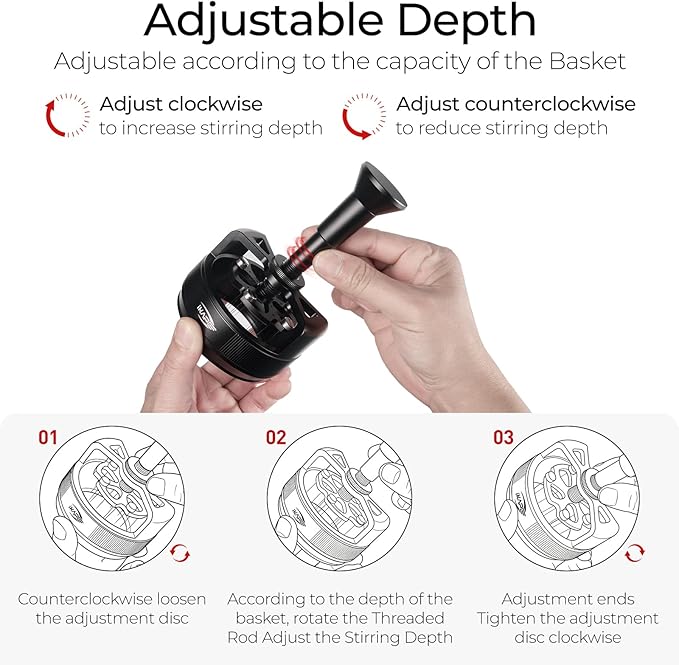IKAPE 58MM WDT Tool for Espresso, 0.25mm 14 Needles Distribution Tool with One-Press Auto Rotation & Adjustable Depth, 10 Magnetic Base, Espresso Stirrer