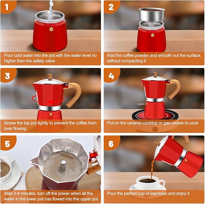 DITOSH 3 Cup Aluminum Espresso Stovetop Moka Pot Express Coffee Maker Percolator Italian Classic Mocha Coffee Machine for Italian and Cuban Cafe Brewing for Home & Camping 150ml 5oz