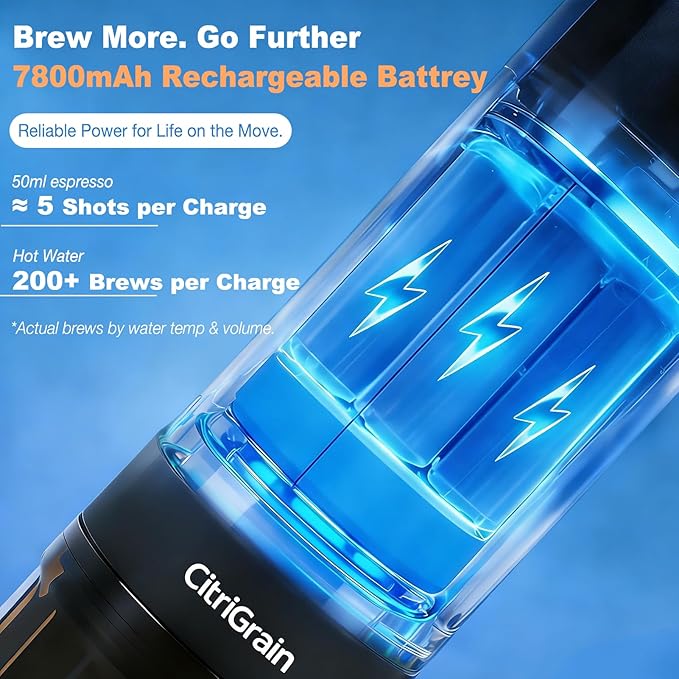 Portable Espresso Maker, Self-Heating Travel Espresso Machine, USB-C Rechargeable, for Ground Coffee & NS Capsules