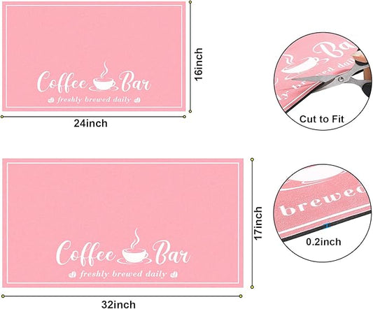Absorbent Coffee Mat, Fashion Dish Drying Mat for Kitchen Counter Coffee Bar Accessories Espresso Machine Dish Rack 17" x 32" Pink