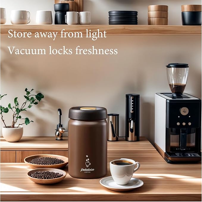 Vacuum Sealed Coffee Canister | 316 Stainless Steel Airtight Container for Beans & Grounds | 1200ml