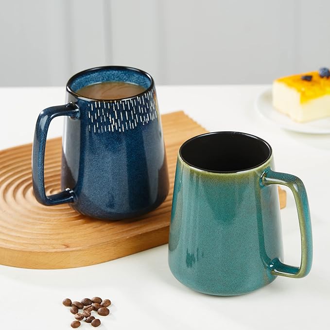 24 OZ Extra Large Ceramic Coffee Mug, Jumbo Coffee Mugs, Big Tea Cups with a Large Handle for Office and Home, Microwave and Dishwasher Safe (24 OZ Green)