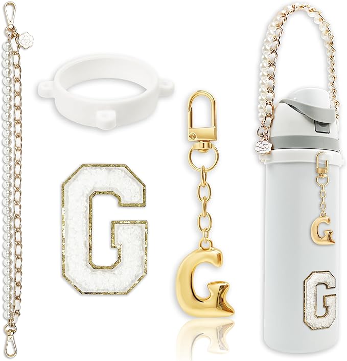 Letter Handle Strap Accessories with Cute Initial Charm Compatible with Owala Water Bottle 24oz 32oz 40oz Owala Kids