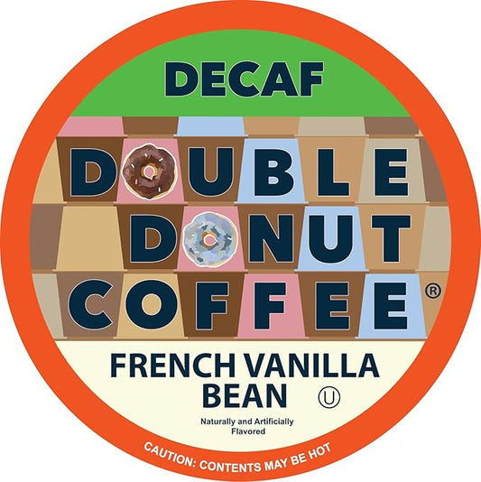 Double Donut French Vanilla Coffee Medium Roast Flavored Decaf Coffee Pods for Keurig K Cups Makers from Double Donut, 96 Capsules