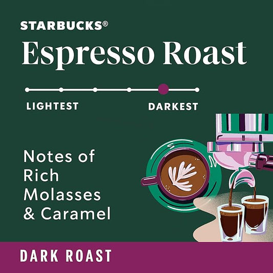 Starbucks Ground Coffee, Dark Roast Coffee, Espresso Roast, 100% Arabica, 1 bag (28 oz) (Pack of 2)